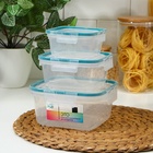 Набор контейнеров для хранения еды Idiland, 3 шт.: 400 мл, 800 мл, 1.5 л, пластик, герметичный, прозрачный, крышка голубая - Фото 11
