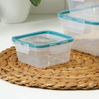 Набор контейнеров для хранения еды Idiland, 3 шт.: 400 мл, 800 мл, 1.5 л, пластик, герметичный, прозрачный, крышка голубая - Фото 11