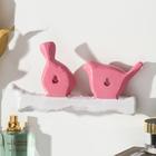 Крючки декоративные полистоун "Две птички на ветке" розовые 10,5х5,5х21 см - фото 45690809