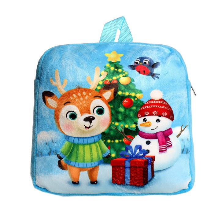 Новогодний детский рюкзак «Олень и снеговик», 27х29 см, на новый год - фото 1905842289