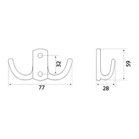 

Крючок 04.41.07 перф. 2-х рожковый, цвет серебро