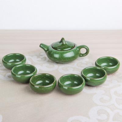 УЦЕНКА Набор для чайной церемонии «Лунный камень», 7 предметов: чайник 150 мл, чашки 50 мл, цвет зелёный