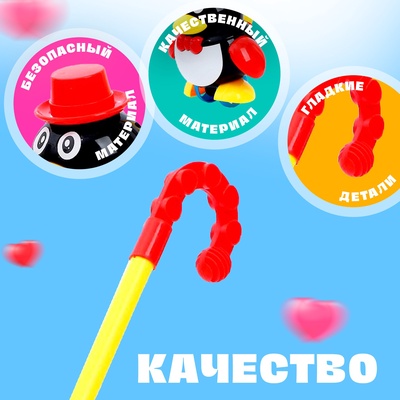 Каталка на палочке «Пингвин», цвета МИКС