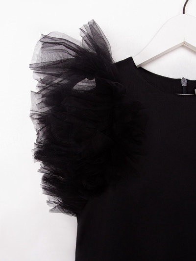 Платье нарядное для девочки MINAKU: PartyDress, прямое, с крылышками, рост 128-134 см, чёрное