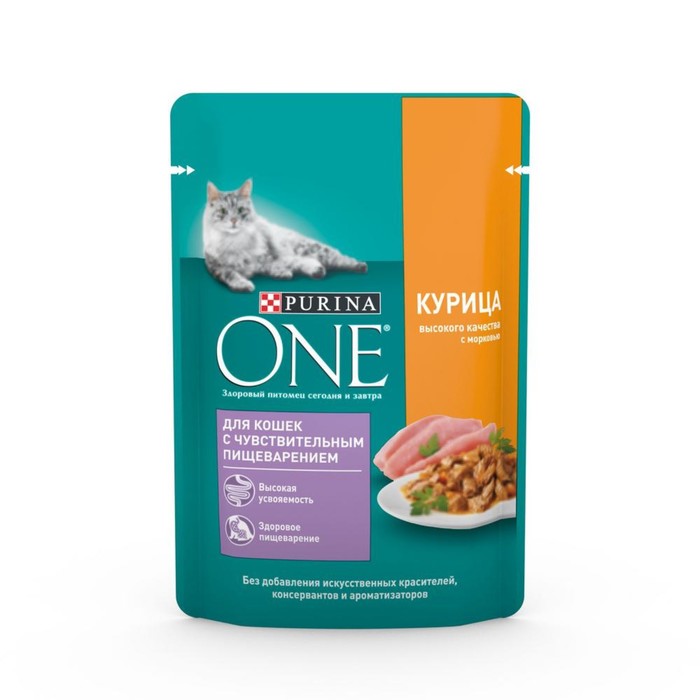 Влажный корм Purina One для кошек, курица/морковь, 75 г - Фото 1