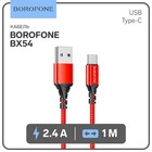 Кабель Borofone BX54, Type-C - USB, 2.4 А, 1 м, нейлоновая оплётка, красный 7364182 - фото 11738450