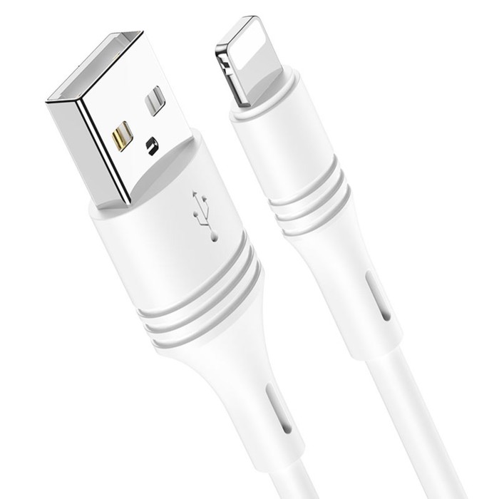 Кабель Borofone BX43, Lightning - USB, 2.4 А, 1 м, PVC оплётка, белый - фото 51453662