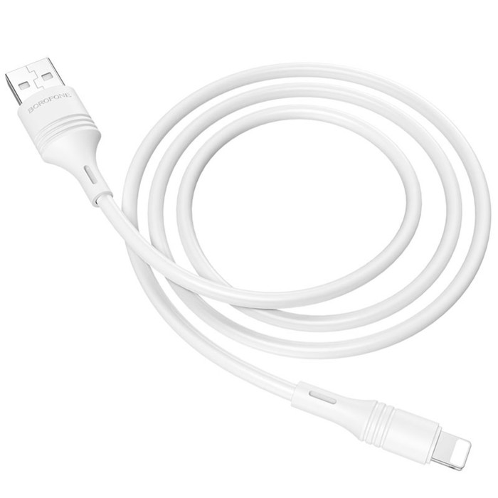 Кабель Borofone BX43, Lightning - USB, 2.4 А, 1 м, PVC оплётка, белый - фото 51453663