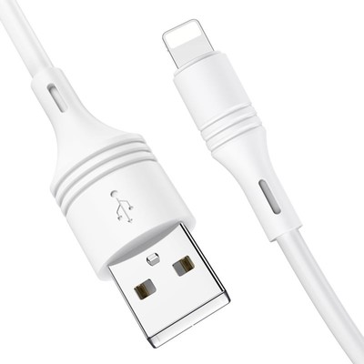 Кабель Borofone BX43, Lightning - USB, 2.4 А, 1 м, PVC оплётка, белый