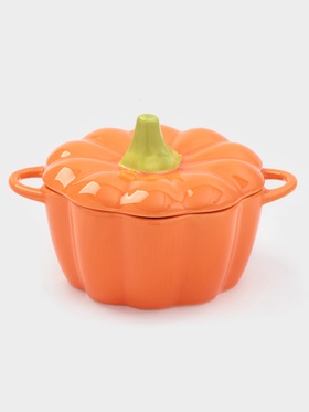 {{photo.Alt || photo.Description || 'Горшочек для запекания «Тыква», 500 мл, 18.5×14×11 см, посуда для Хэллоуина, жаропрочная керамика, цвет оранжевый'}}