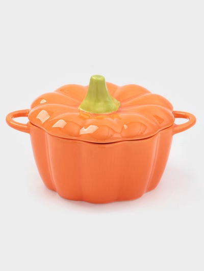 Горшочек для запекания «Тыква», 500 мл, 18.5×14×11 см, посуда для Хэллоуина, жаропрочная керамика, цвет оранжевый
