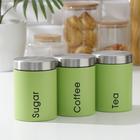 Набор банок для сыпучих продуктов Prime, 3 шт., с ложками, с хлебницей, цвет салатовый - Фото 4