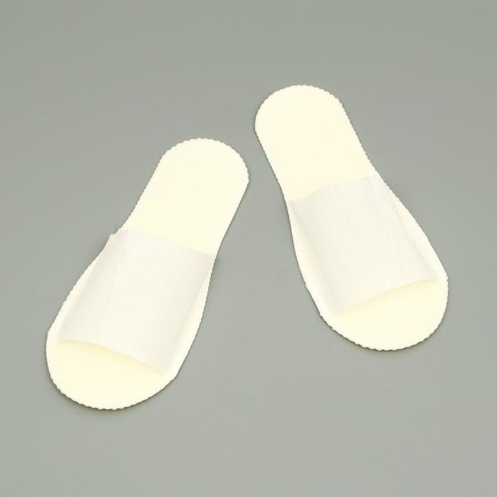 Одноразовые тапочки, Стандарт, бело-бежевые, 42р. - Фото 1