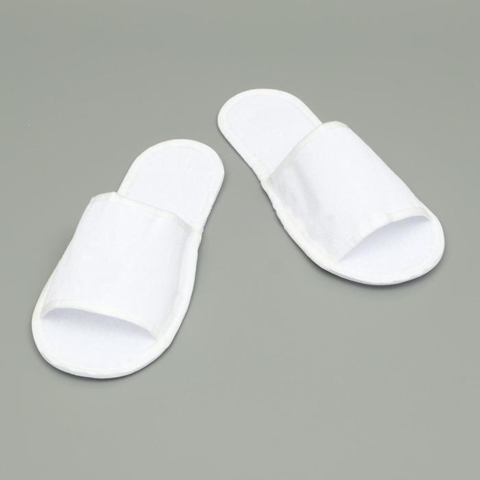 Тапочки одноразовые Махровые-Эконом белые - Фото 1