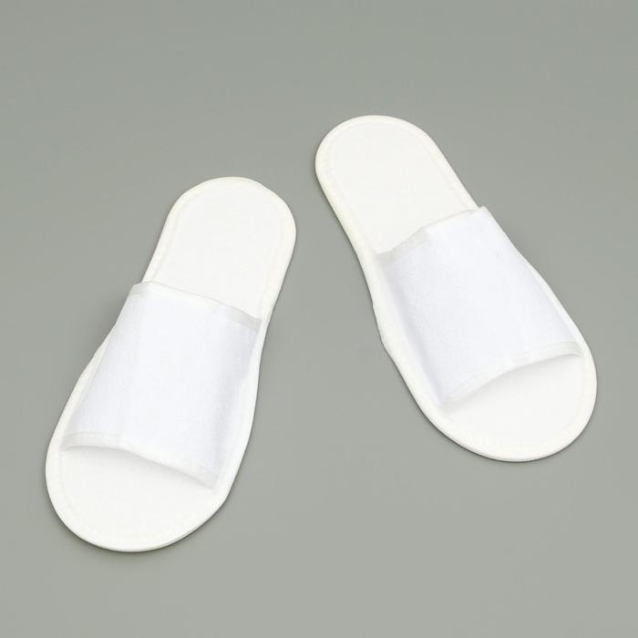 Тапочки одноразовые, махровые, подошва 5 мм, белые, 42 р. - Фото 1
