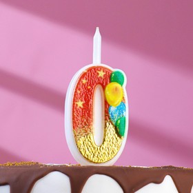 Свеча в торт "Воздушные шарики", цифра "0", 12 см