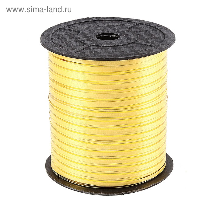 Лента упаковочная, желтая, с золотой полосой, 5 мм х 225 м - Фото 1