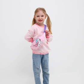 Сумка детская для девочки поясная "Единорог",на молнии, наружный карман, цвет розовый