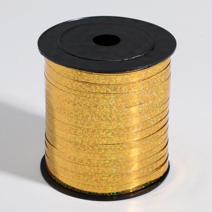 Лента упаковочная металлизированная, золотая, 5 мм х 225 м - Фото 1