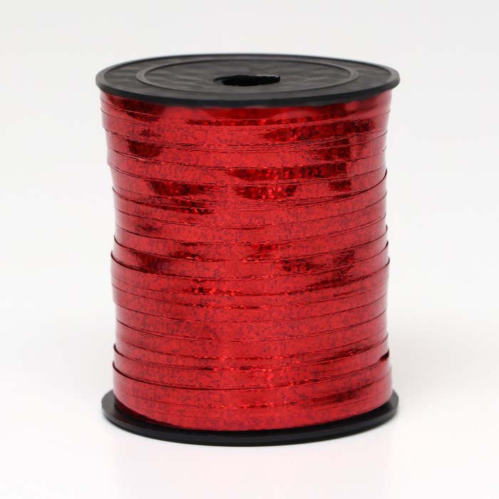 Лента упаковочная, красная, металлизированная, 5 мм х 225 м - Фото 1