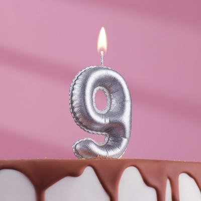 Свеча в торт "Шары", цифра 9, серебро, 5,5 см