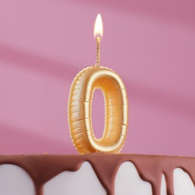 Свеча в торт "Шары", цифра 0, золото, 5,5 см