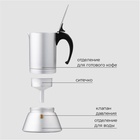 Кофеварка гейзерная Magistro Salem, на 9 чашек, 430 мл, индукция, алюминий, серебристая - Фото 2