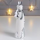 Сувенир керамика "Снеговик в цилиндре, с ёлочками" серебро 16,6х4,6х5,6 см - фото 9378967