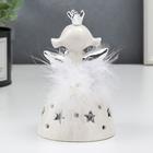 Сувенир керамика световой "Ангелочек в короне, с сердечком" серебро 11,8х7,4х7,6 см - Фото 5