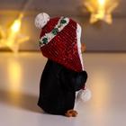 Сувенир полистоун "Пингвинёнок Тико в красной шапке-ушанке с помпоном" 8,5х5х5 см - Фото 2