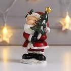 Сувенир полистоун "Дед Мороз в красной шубе, с ёлочкой" 10,5х5,5х7 см - фото 21353413