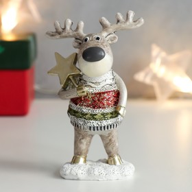 Сувенир полистоун "Лосик Родя в новогоднем свитере, со звёздочками" 10х4х6 см