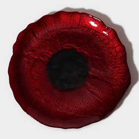 Блюдо стеклянное сервировочное «Флора», d=33 см, цвет красный