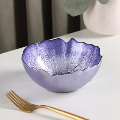 Салатник стеклянный «Флора», d=14 см, цвет сиреневый