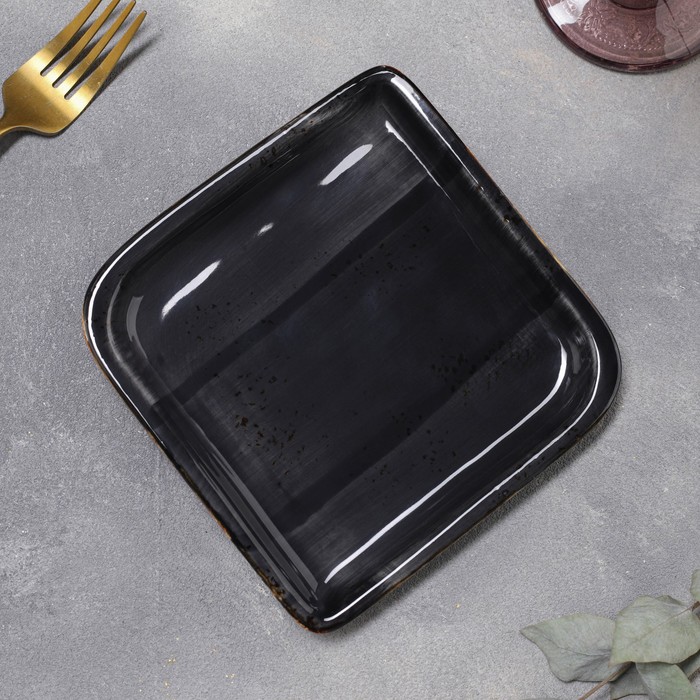 Блюдо фарфоровое квадратное Balance 145145 см цвет чёрный 430₽