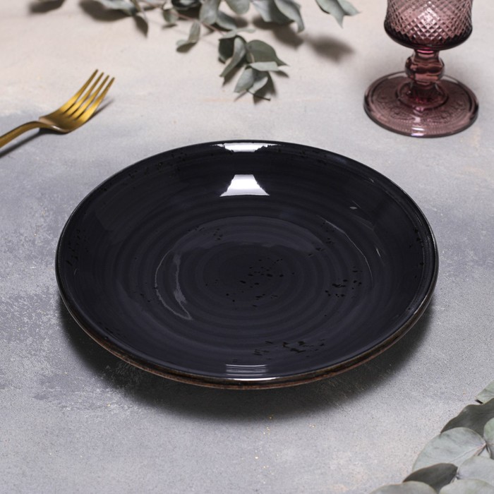 Тарелка фарфоровая глубокая Balance, 500 мл, d=21 см, цвет чёрный - фото 1885220749