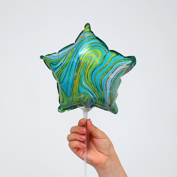 Шар фольгированный 12" «Звезда мрамор», цвет зелёный - Фото 1
