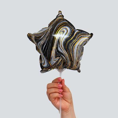 Шар фольгированный 12" «Звезда мрамор», цвет чёрный