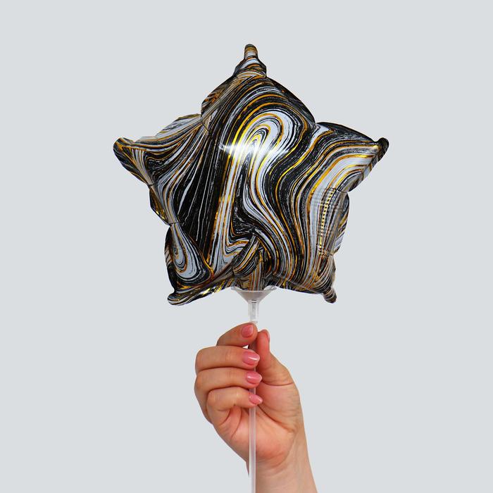 Шар фольгированный 12" «Звезда мрамор», цвет чёрный - Фото 1