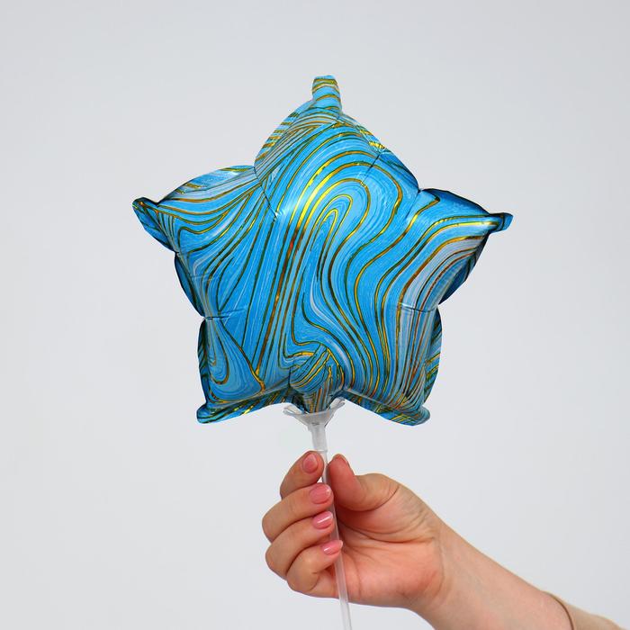 Шар воздушный фольгированный 12" «Звезда мрамор», синий - Фото 1