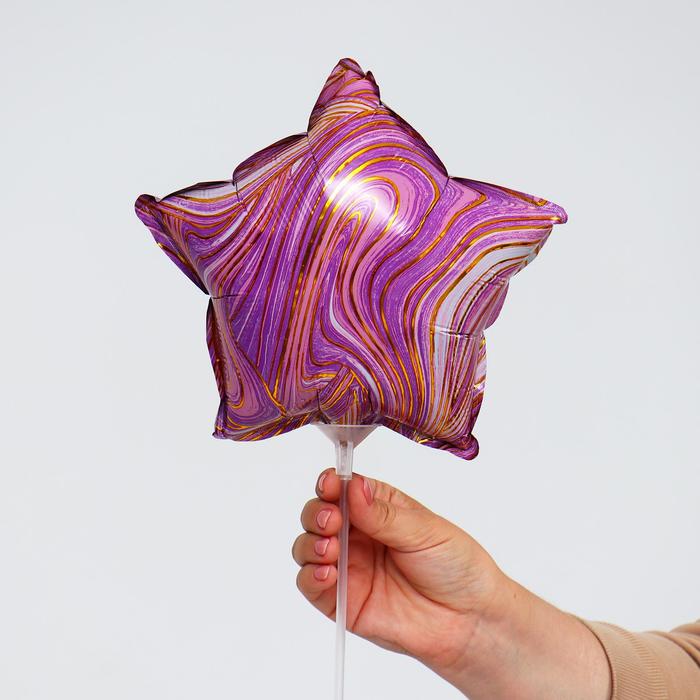 Шар фольгированный 12" «Звезда мрамор», цвет фиолетовый - Фото 1