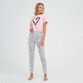 Пижама женская (футболка, брюки) KAFTAN Heart, размер 48-50