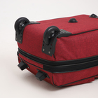 Чемодан малый 20", отдел на молнии, с расширением, наружный карман, 2 колеса, цвет бордовый - Фото 7