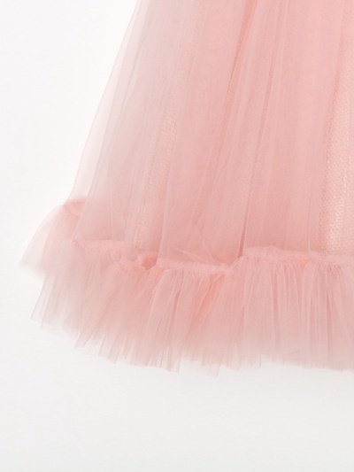 Платье нарядное для девочки MINAKU: PartyDress с воротником, бело-розовое, рост 116-122 см