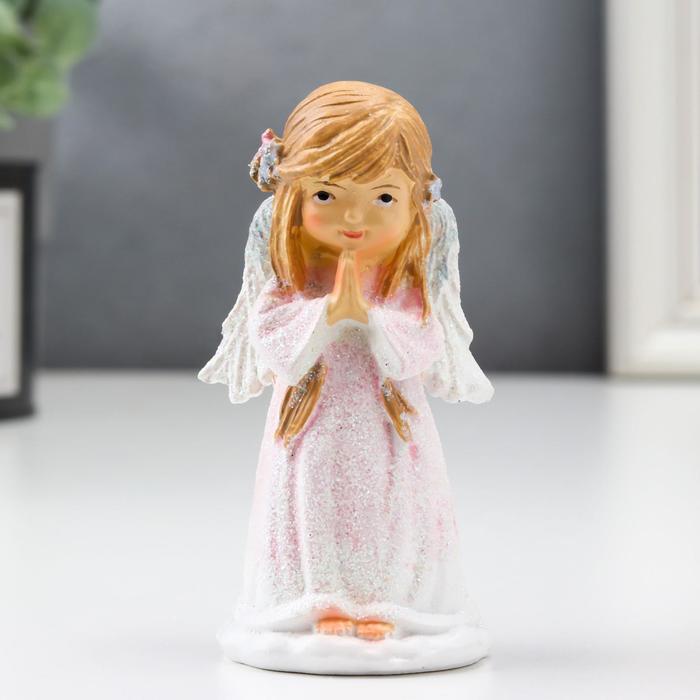 Сувенир полистоун "Ангел-малышка - молитва" бело-розовый 9,5х4,5х5 см - Фото 1