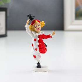 Сувенир полистоун "Танцующий клоун с цилиндром" красно-белый 8х3х4,5 см