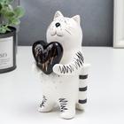 Сувенир керамика "Котик с сердечком" бело-чёрный с золотом 15х8,2х7,8 см - Фото 2
