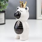Сувенир керамика "Мишка в короне" бело-чёрный с золотом 14,5х7х7 см - Фото 3