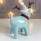 Сувенир керамика "Олешка в очках и шапке, рожки-ягодки" бирюзовый 21х9,3х12,8 см - фото 24410459