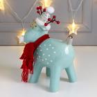 Сувенир керамика "Олешка в очках и шапке, рожки-ягодки" бирюзовый 21х9,3х12,8 см - фото 24410460